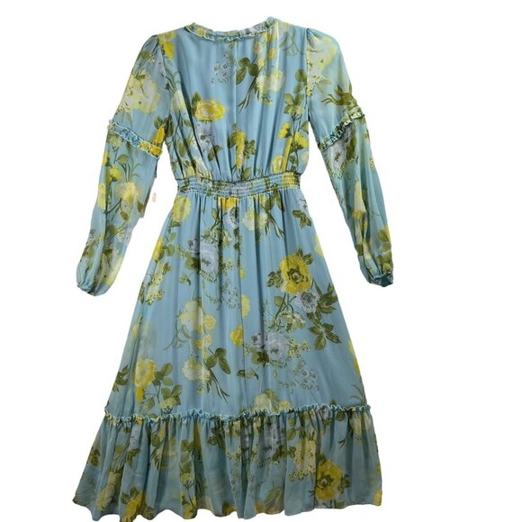 NWT June Hudson M Womens Maxi Dress Chiffon Ruffle Hem Smocked Waist Fairycore - Picture 5 of 16